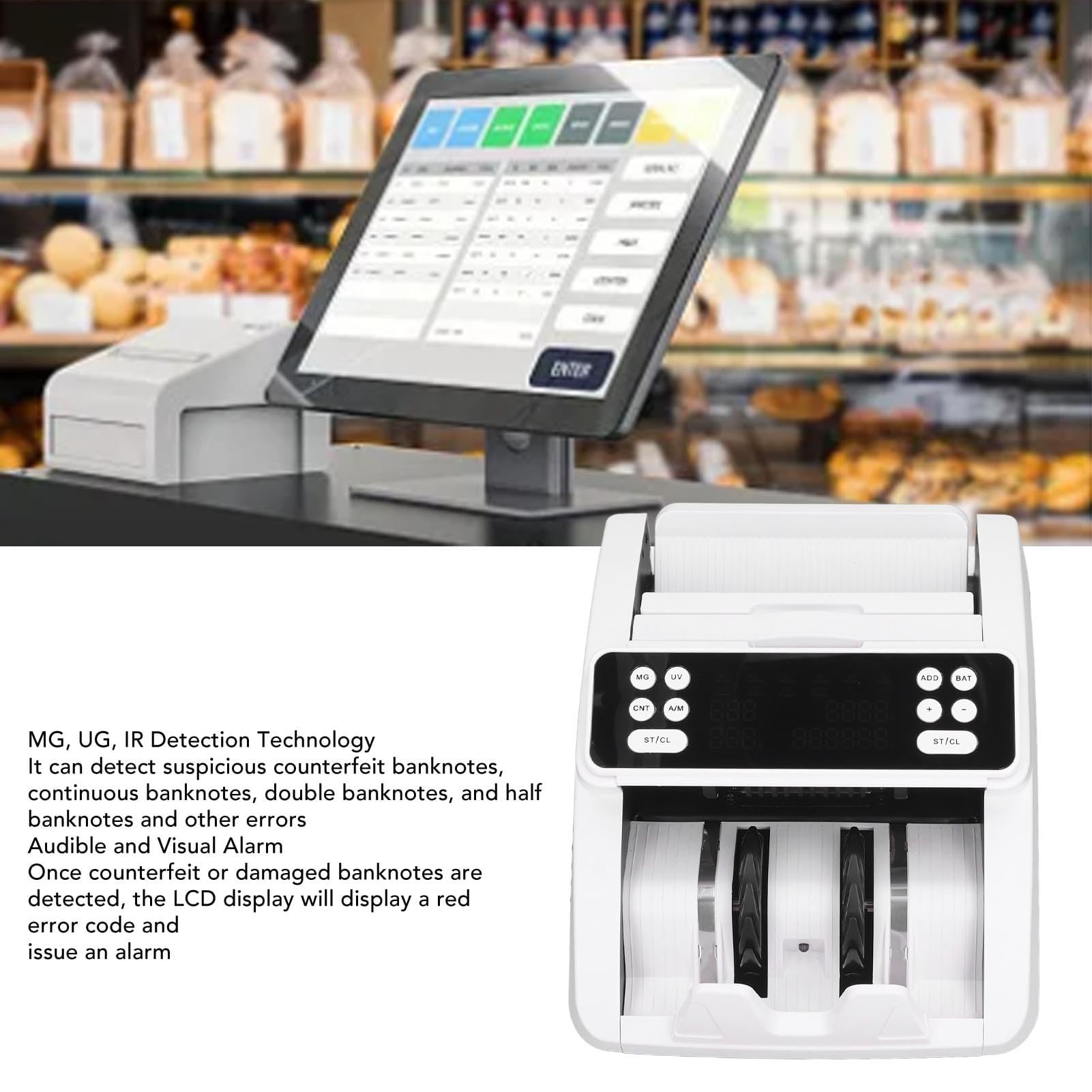 Automatyczna liczarka pieniędzy, liczarka banknotów o różnych nominałach z ekranem LCD, wykrywanie fałszerstw, wielowalutowa liczarka banknotów klasy bankowej do banku, cen-trum handlowego