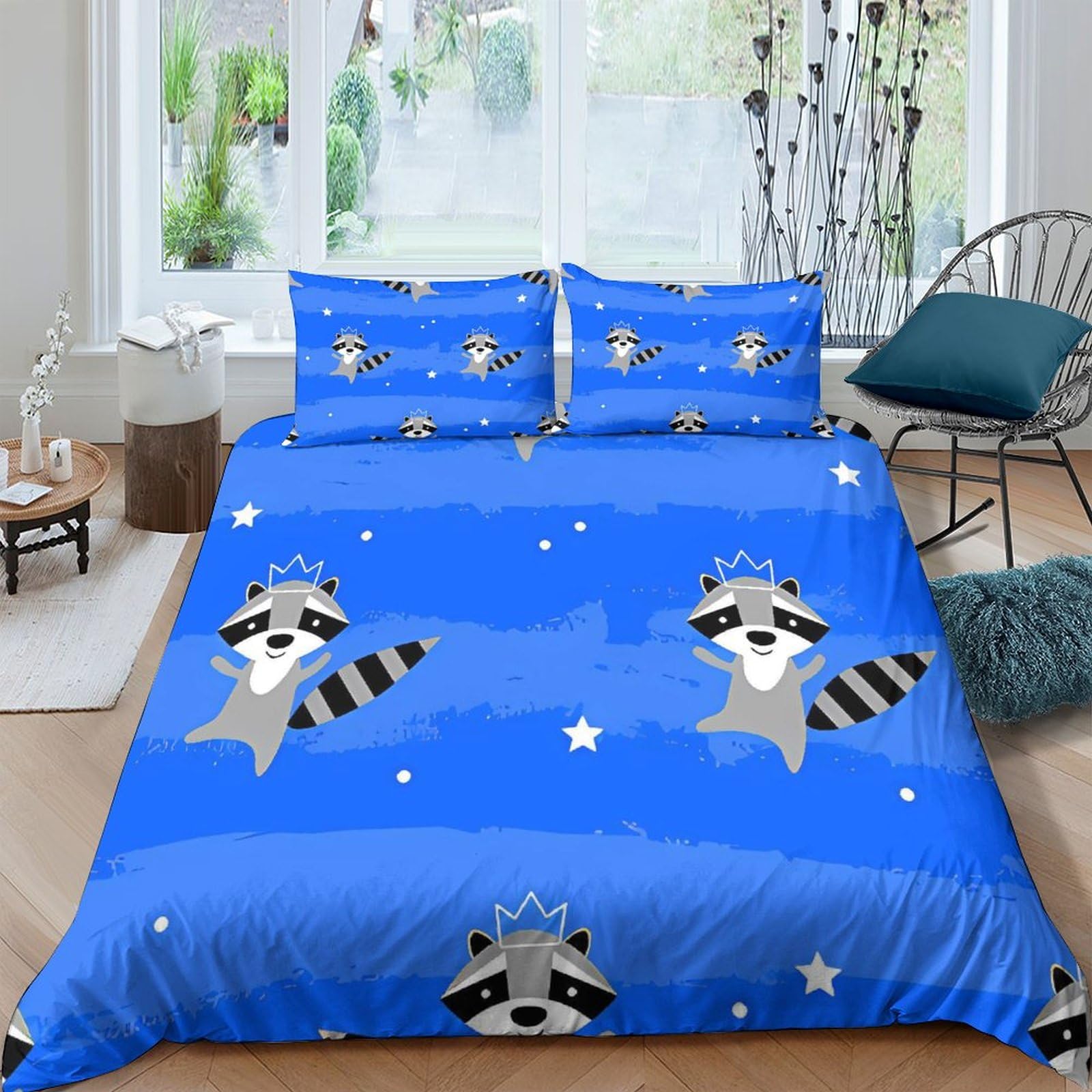Housse de couette imprimé animaux de dessin animé parure microfibre 200x200cm zipper