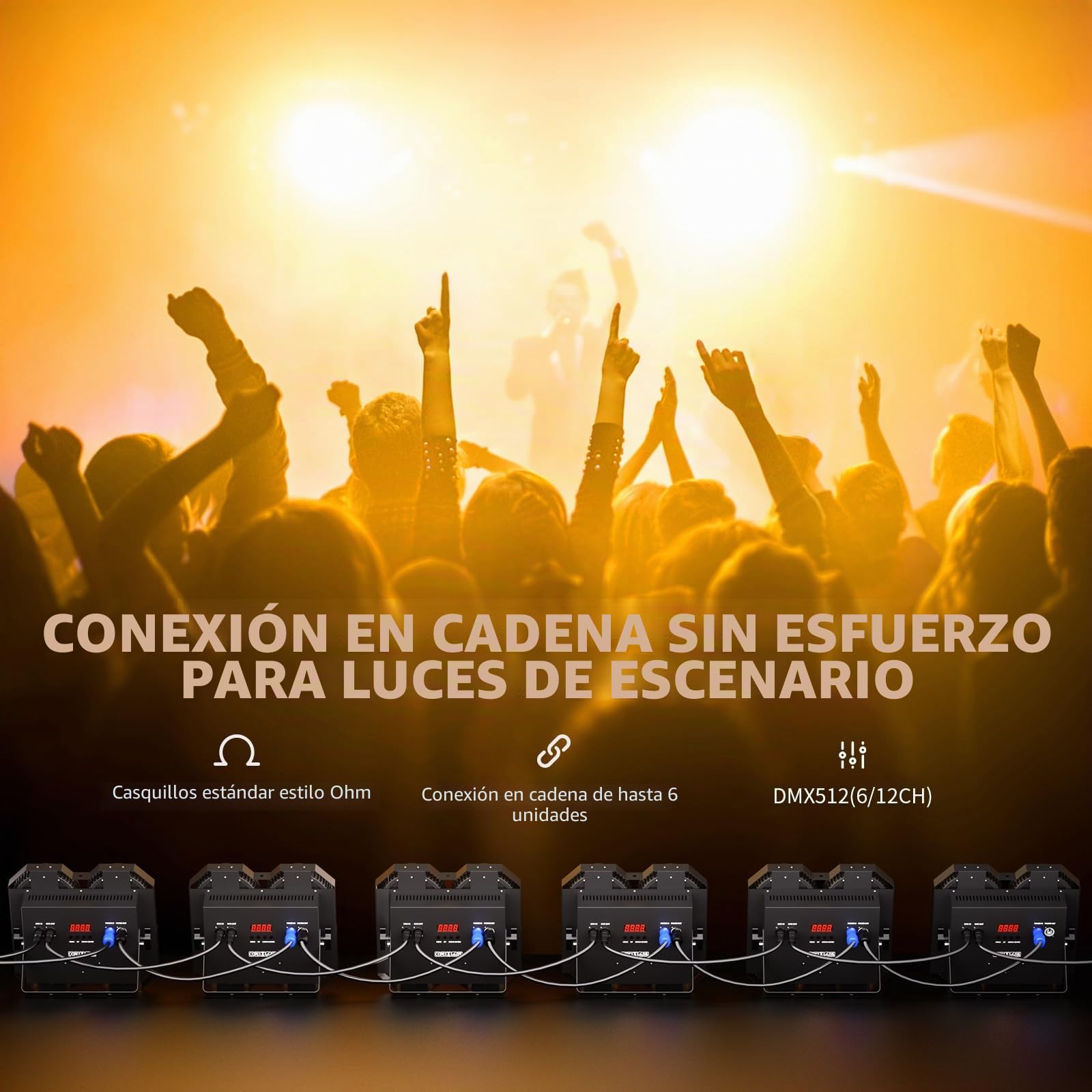 4x100W COB Par LED Foco Escenario lanco Frío/Cálido Luz de Escenario Estroboscópico 25+30 Efectos Luz de Foco para Fotografía Fiesta Cumpleaños Bar Discoteca