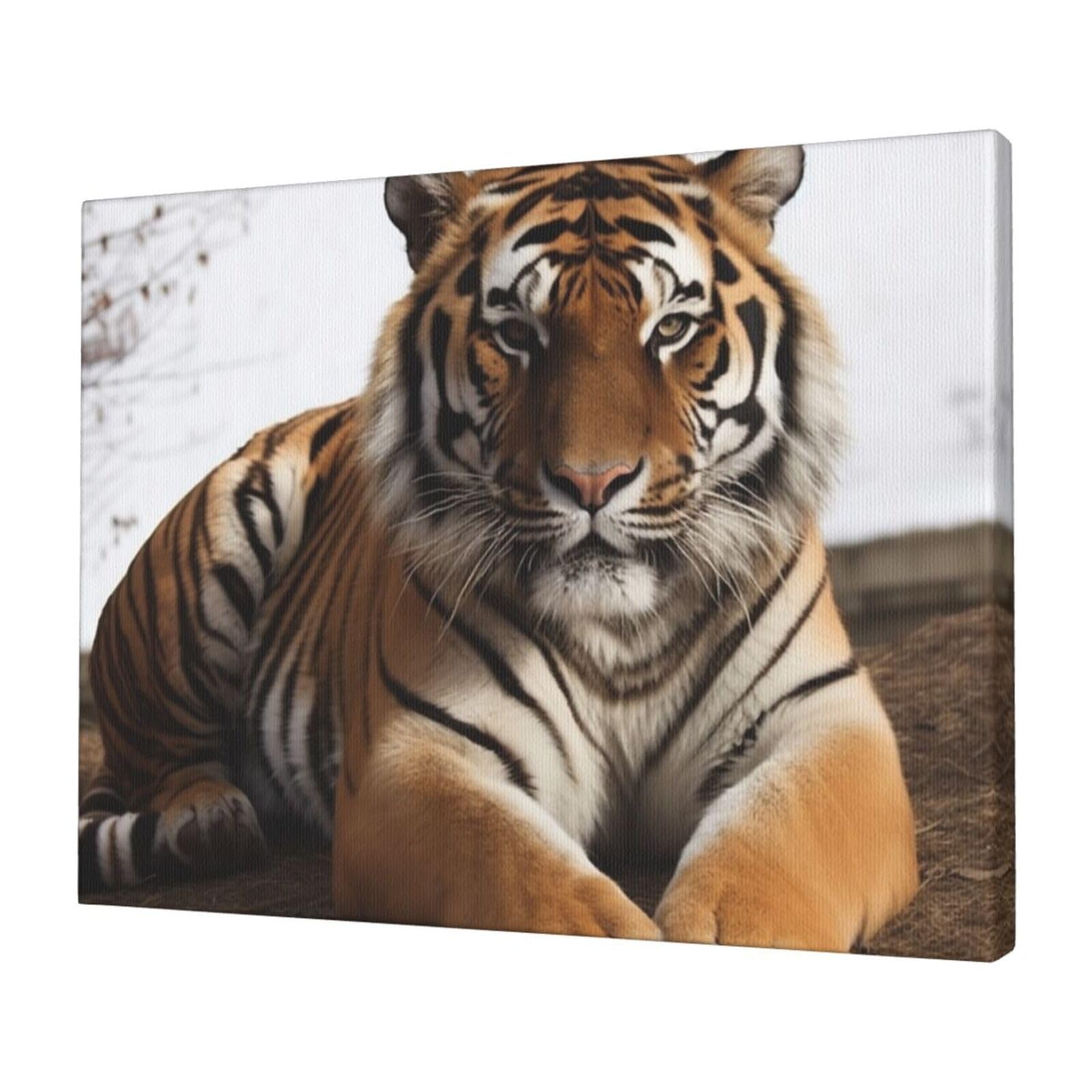 FodPand Canvas Wall Art for Living Room Wall Decor 12"x16" Modern Artwork Painting Pictures Hanging Canvas Prints Big Tiger Aesthetic Wall Art for Bedroom Bathroom Office Wallart Decor