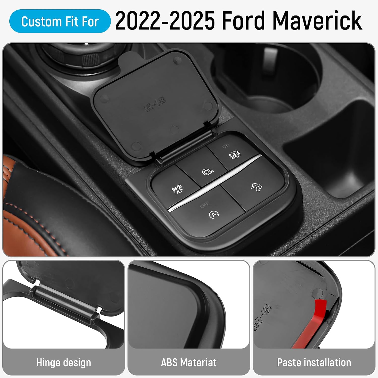 ZZEQYG Center Console Button Cover (Hinge Designe) Compatible with Ford Maverick XL XLT Lobo Lariat Tremor 2022-2025 2026 Accessories Gear Shift Button Cover ABS Material Button Cover