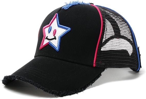 Amazon スターリアン Starlean 刺繍メッシュキャップ スマイルスター ロゴpink Blue Black キャップ 通販