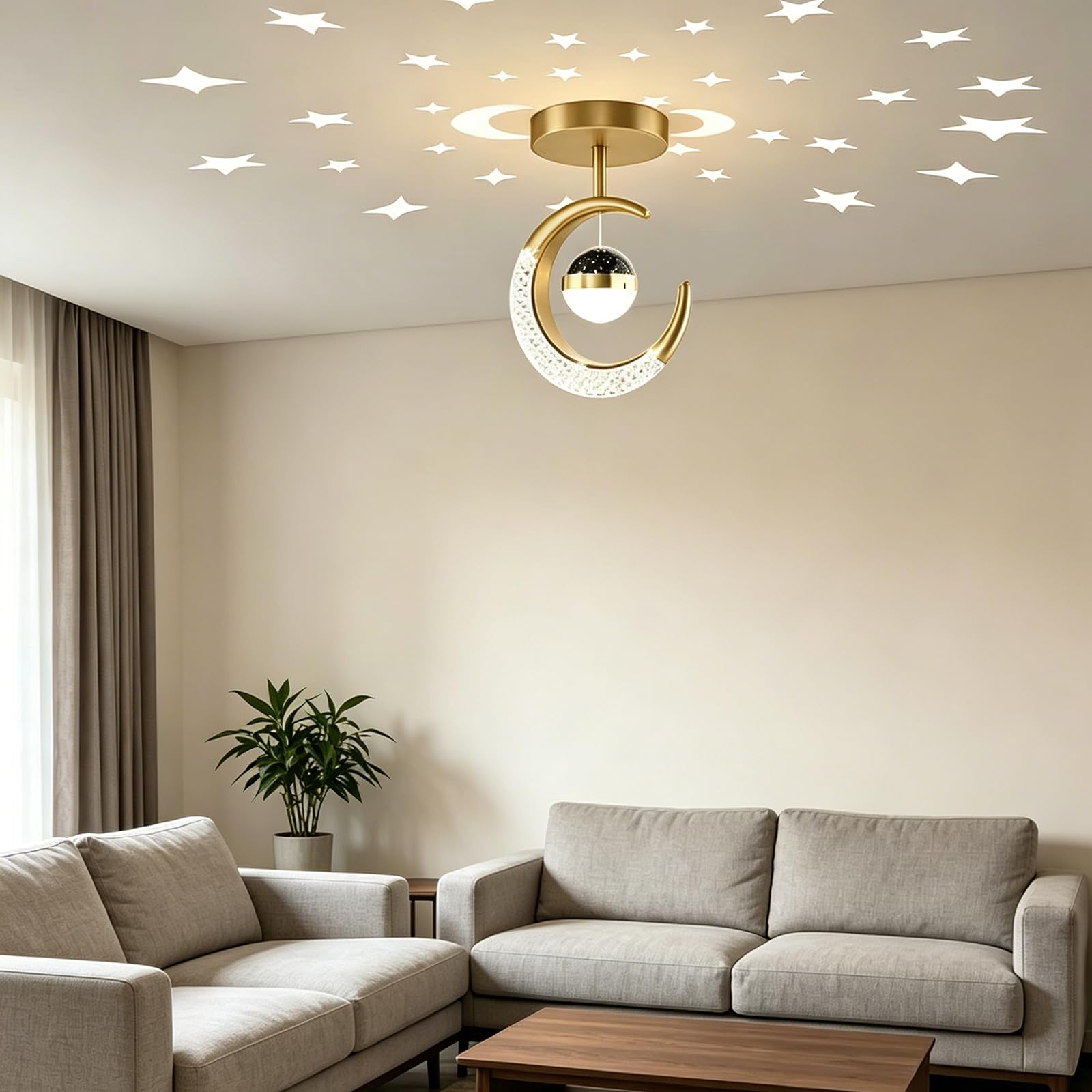 2 szt. Projektor sufitowy LED, gwiaździste niebo, księżyc, lampa sufitowa 16 W, galaktyka lampa nastrojowa, lampka nocna, do pokoju dziecięcego, salonu, dekoracja domu, prezent