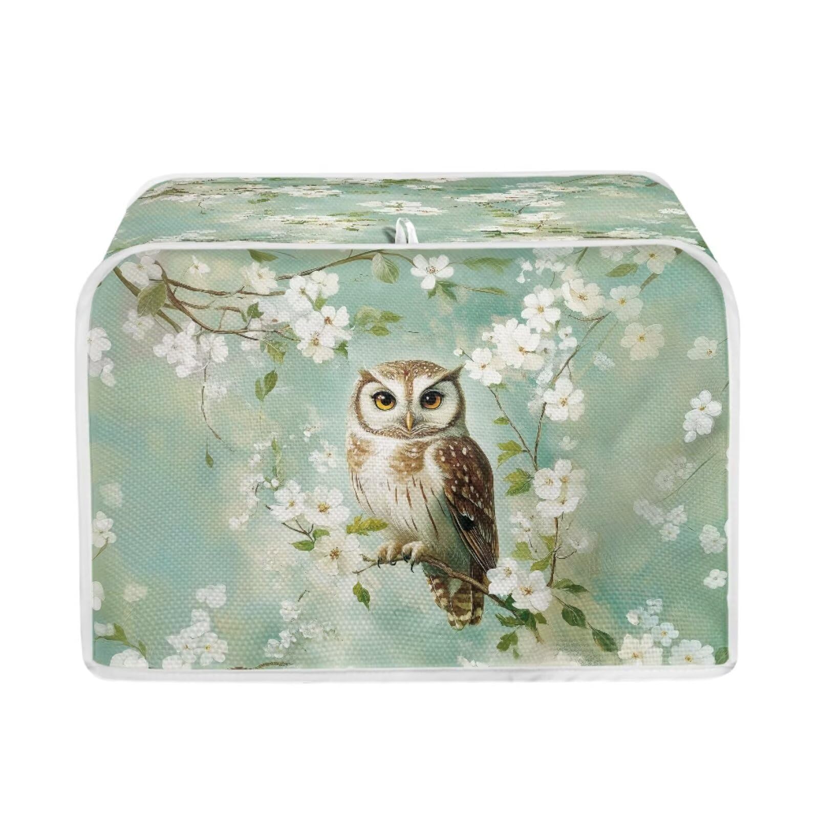 Talayituse Owl Cherry Blossoms Print 2 Slice Toaster Covers Dust Protection Bread Maker Covers Toaster Oven Cloth Cover Kitchen Accessories Washable Appliance Cover, S