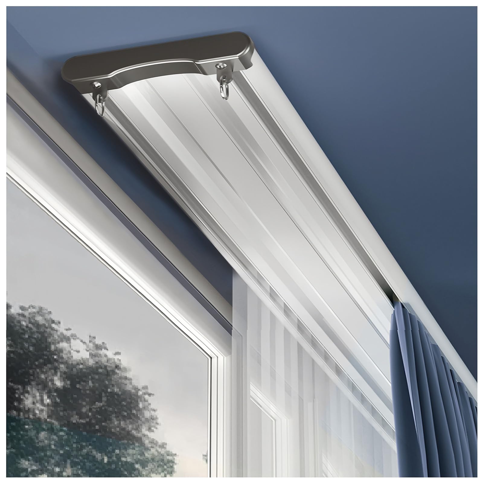 Double Curtain Track (Ceiling Mount), Curtain Rail Track Silent Hidden Heavy Duty Ceiling Track For Curtains With Curtain Pulley And Screws For Privacy 70-600cm(4.6FT/140CM)