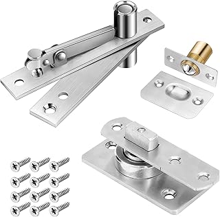 330 LBS Pivot Hinge Set with Door Catch for Large & Heavy Wood Doors – HBL’ Hidden Pivot Door Hardware for Bookshelves, Built-in Ball Bearings for Smooth & Quiet Operation.