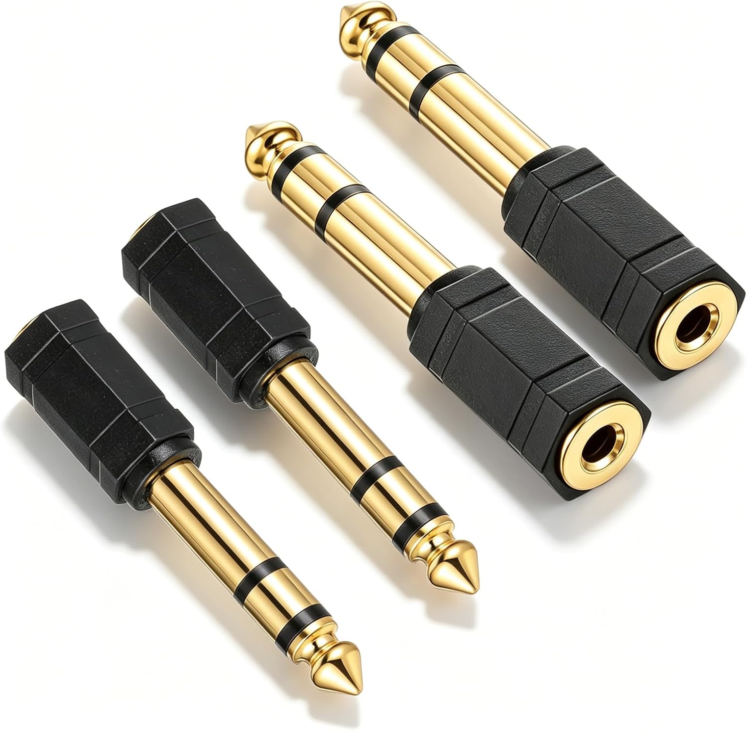 4 Pack 1/4 to 1/8 Audio Adapter 6.35mm to 3.5mm Adapter Audio Jack Adapters for Speaker Headphone Guitar Digital Piano Amp Adapte Keyboard