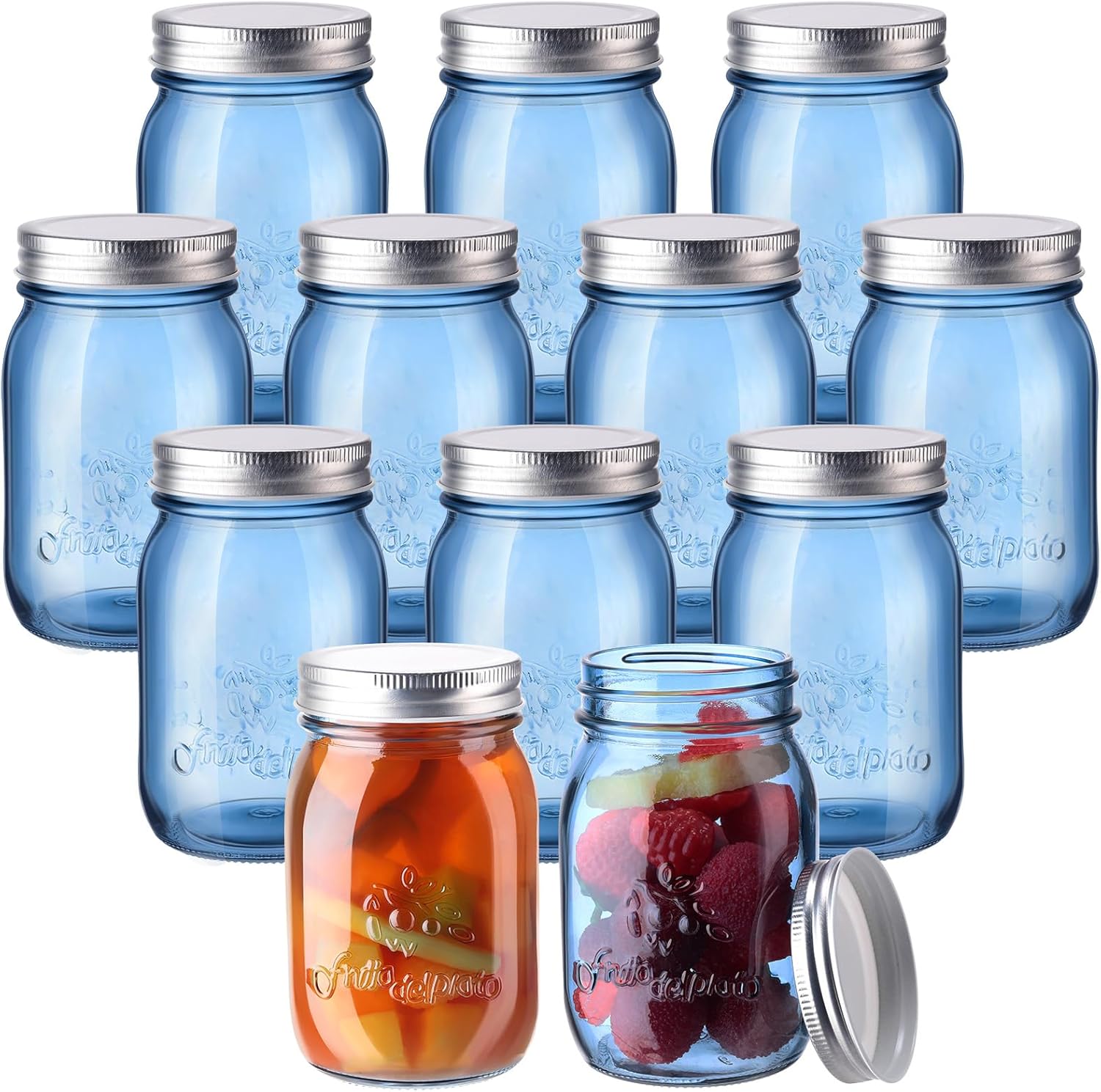 Yaomiao 12 Pack Mason Jars with Lids 16oz Regular Mouth Pint Vintage Canning Jars Centerpieces Bulk Airtight Glass Jar Container for Storage Pickling Fermenting Preserving DIY Crafts (Amber)