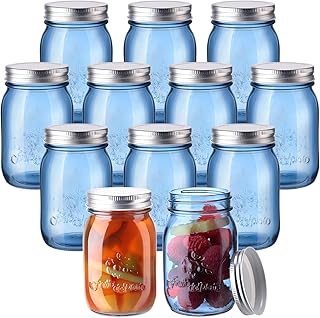 Yaomiao 12 Pack Mason Jars 16oz Blue