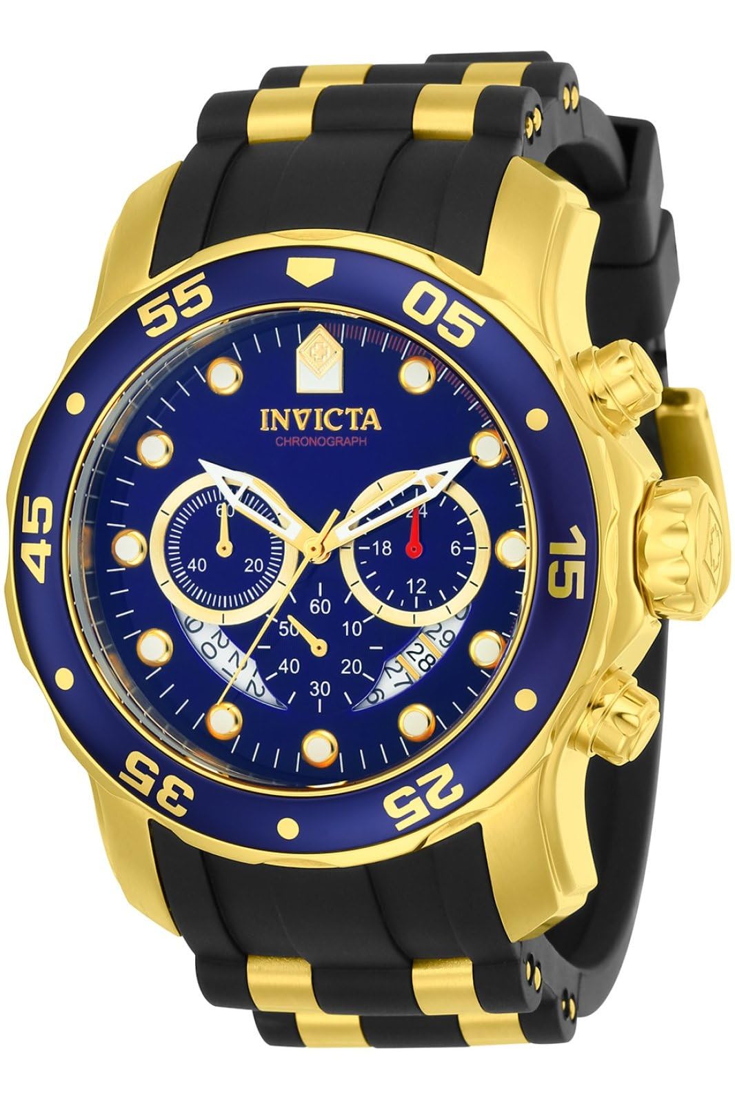 Invicta Silicone Pro Diver Chronograph Blue Dial Analog Watch for Men - 21929, Black Band (B01C5ZUI40) Amazon Price History, Amazon Price Tracker