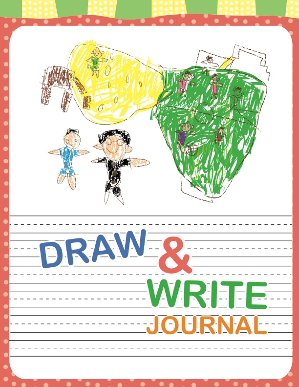 Draw and write journal for kids; kindergarten half page lined paper with drawing space