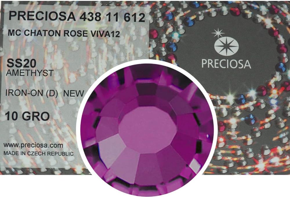 Amethyst HOTFIX, 1440 Preciosa Genuine Czech Crystals 20ss Viva12 Iron-on, ss20, 5mm