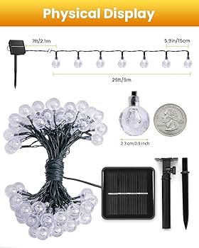 Brightown Solar String Lights Outdoor 60 Led 35.6 Feet 8