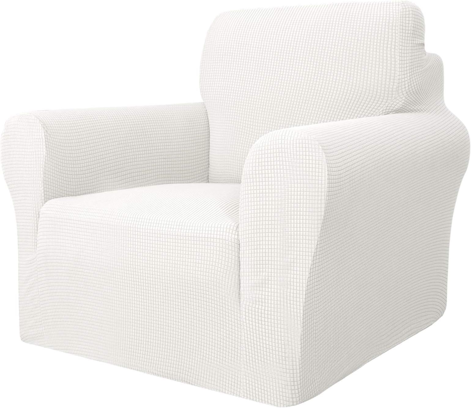 MAXIJIN Stretch Chair Cover Chair Slipcovers with Arms, 1-Piece Couch Sofa Chair Covers for Living Room, Non Slip Armchair Cover (31"-46") Furniture Protector Dogs Pet Friendly (Chair, White)