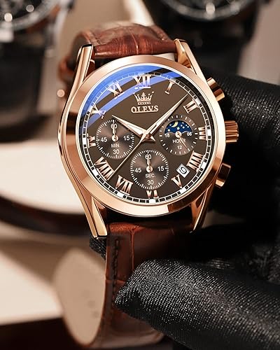 Miniatura 2 de OLEVS Relojes para hombre color marrón negro cronógrafo de moda reloj de negocios luminoso impermeable casual relojes de pulsera