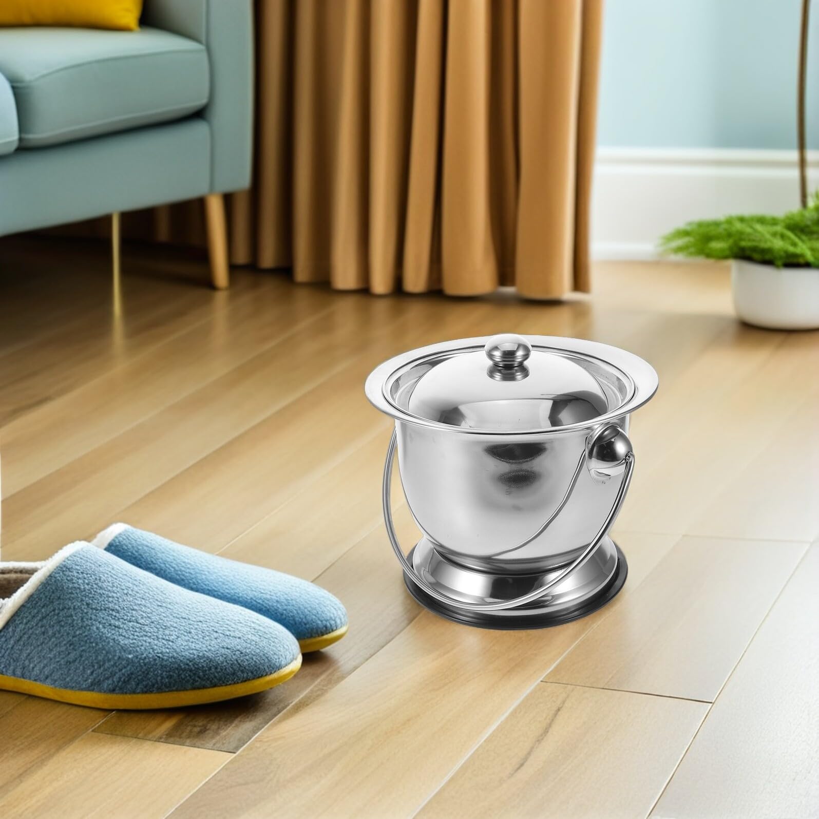 TOYANDONA Padella in Acciaio Inox per Adulti con Coperchio, Vaso da Notte Portatile Antiscivolo per Anziani e Donne, Secchio Wc da Camera con Bordi Arrotondati e Capacità Elevata