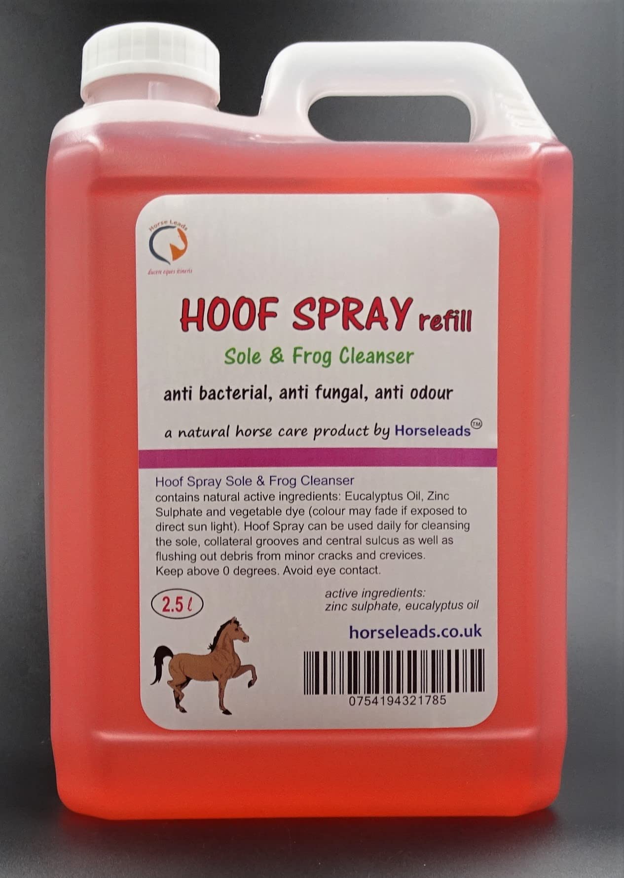 Hoof Spray Refill 2.5 Litre Sole and Frog Disinfectant Antiseptic Cleanser by Horse Leads for thrush for horses