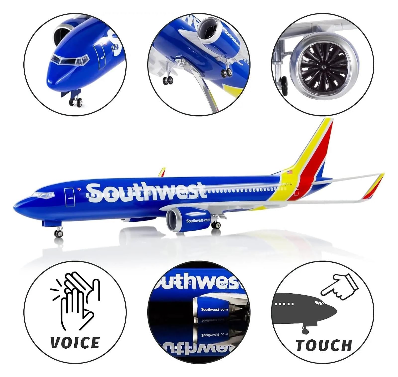Odlewane zabawki samolotowe w skali 1/85 dla modelu samolotu serii 737 B737 Southwest Diecasting żywica kolekcja samolotów klasyczny model do zbierania i wyświetlania (ze światłem)