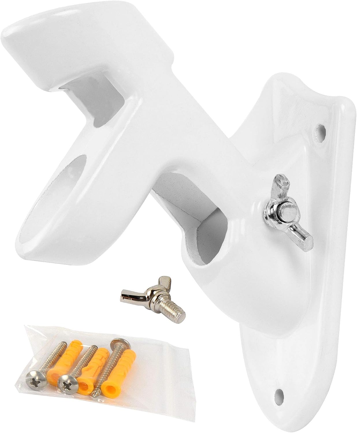 VIEKEY Flag Pole Holder Mounting Bracket with Hardwares Made of Cast Iron-Strong and Rust Free Coated - 1.03" Inner Diameter (White)
