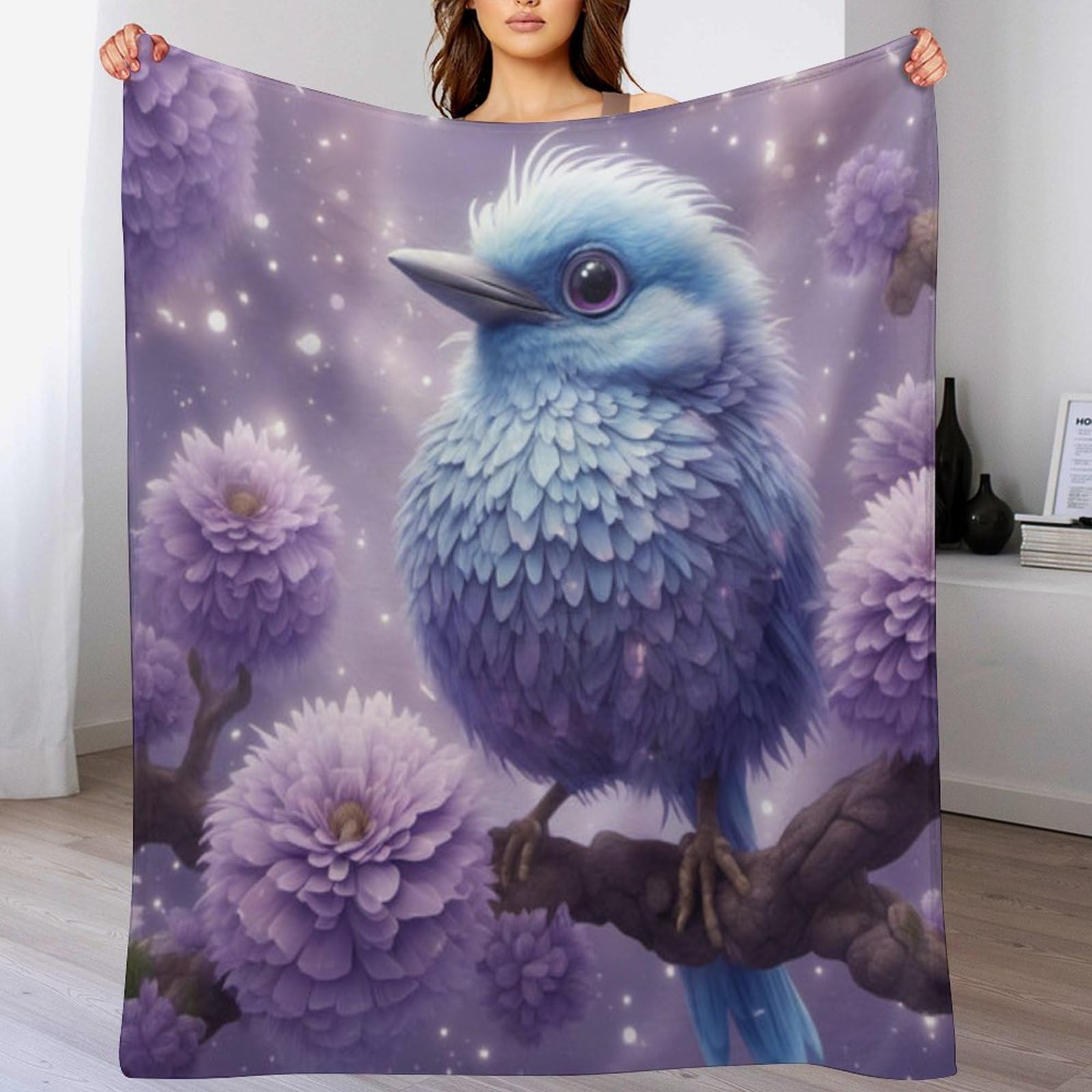Couverture de canapé oiseau douce en flannel pour cocooner le soir au salon
