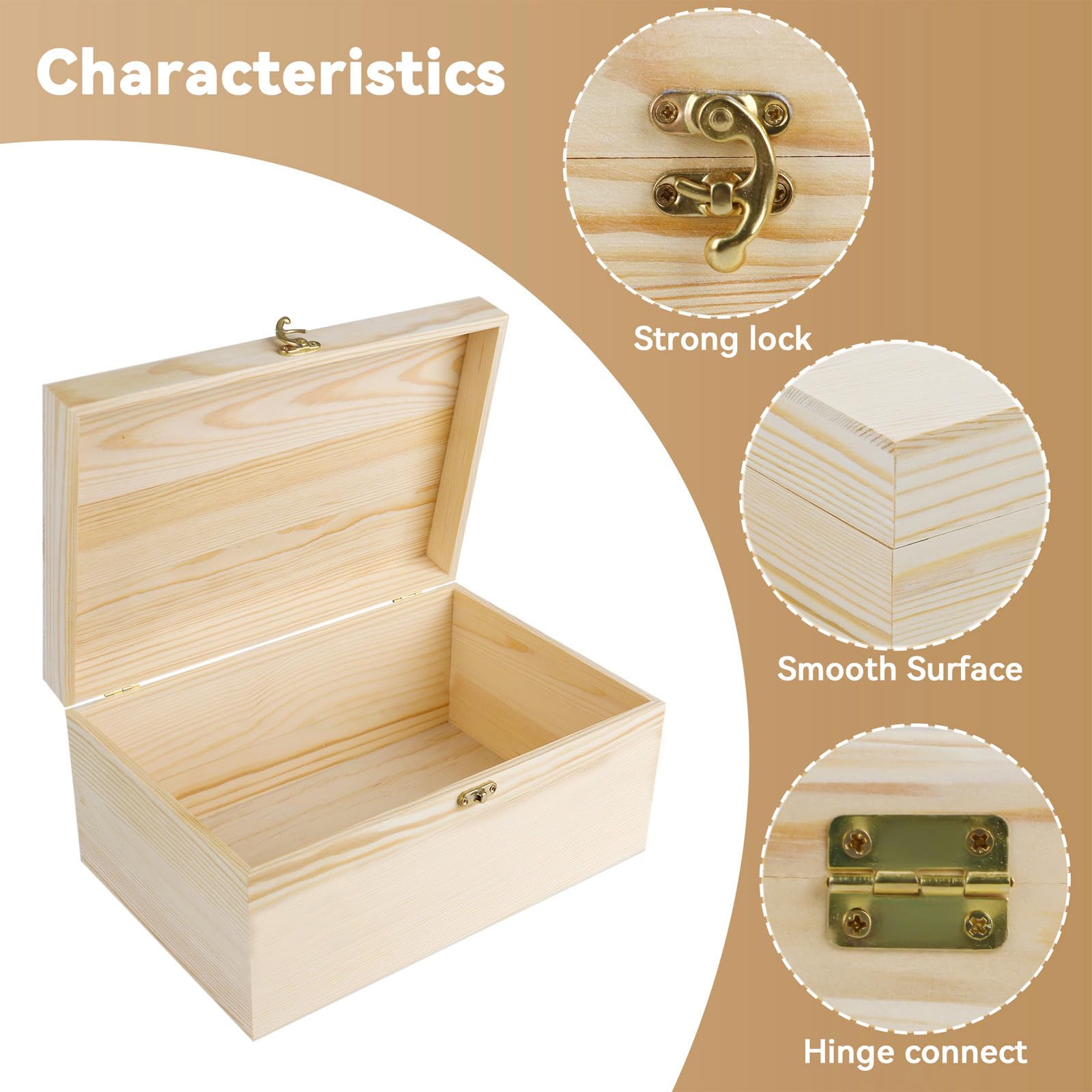 Elektheim Caisse En Bois Avec Couvercle - 25 X 15 X 8 Cm - Boîte à