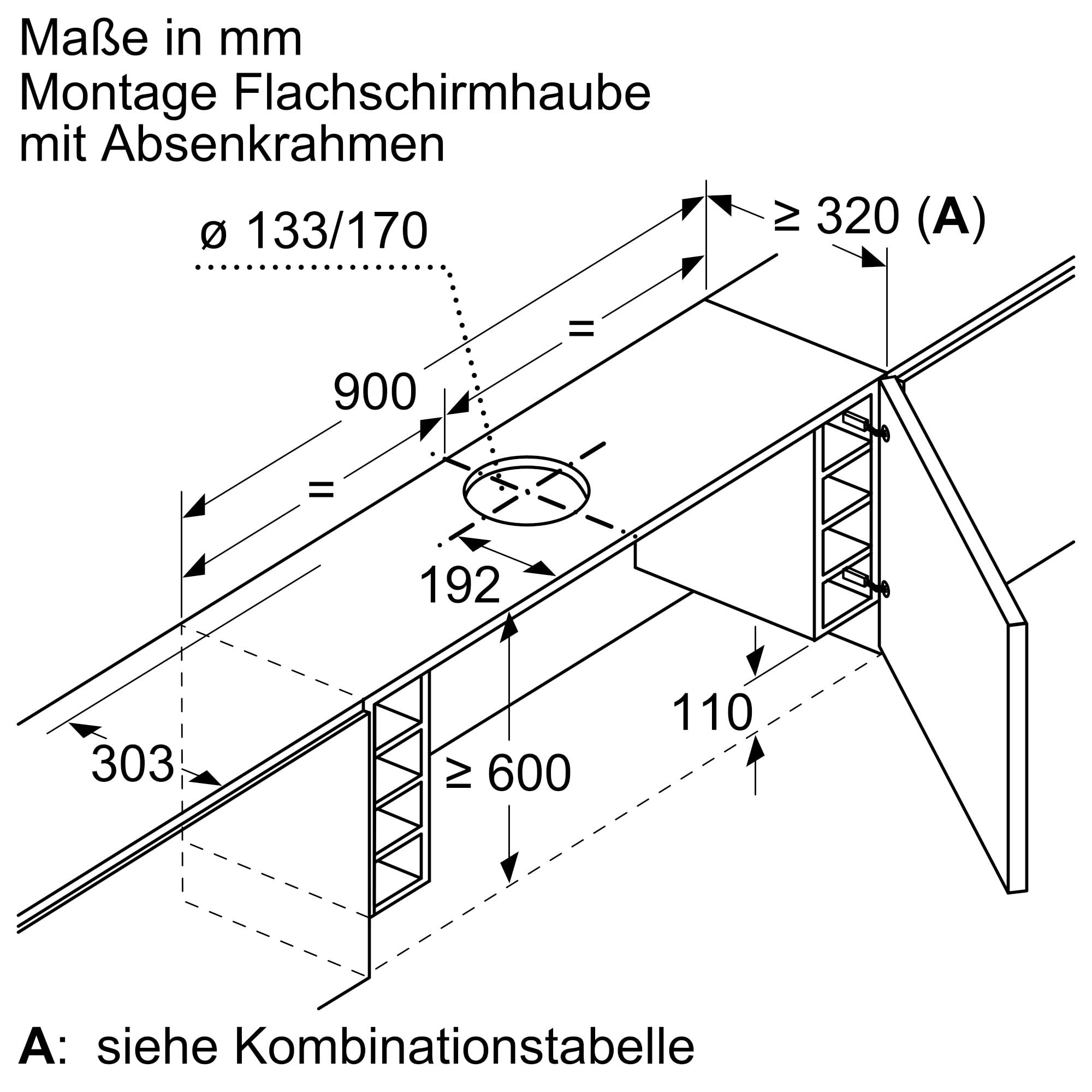 NEFF Z54TL90X1, Zubehör für Dunstabzüge, Absenkrahmen, 83 cm, kombinierbar mit Flachschirmhauben, Made in Germany