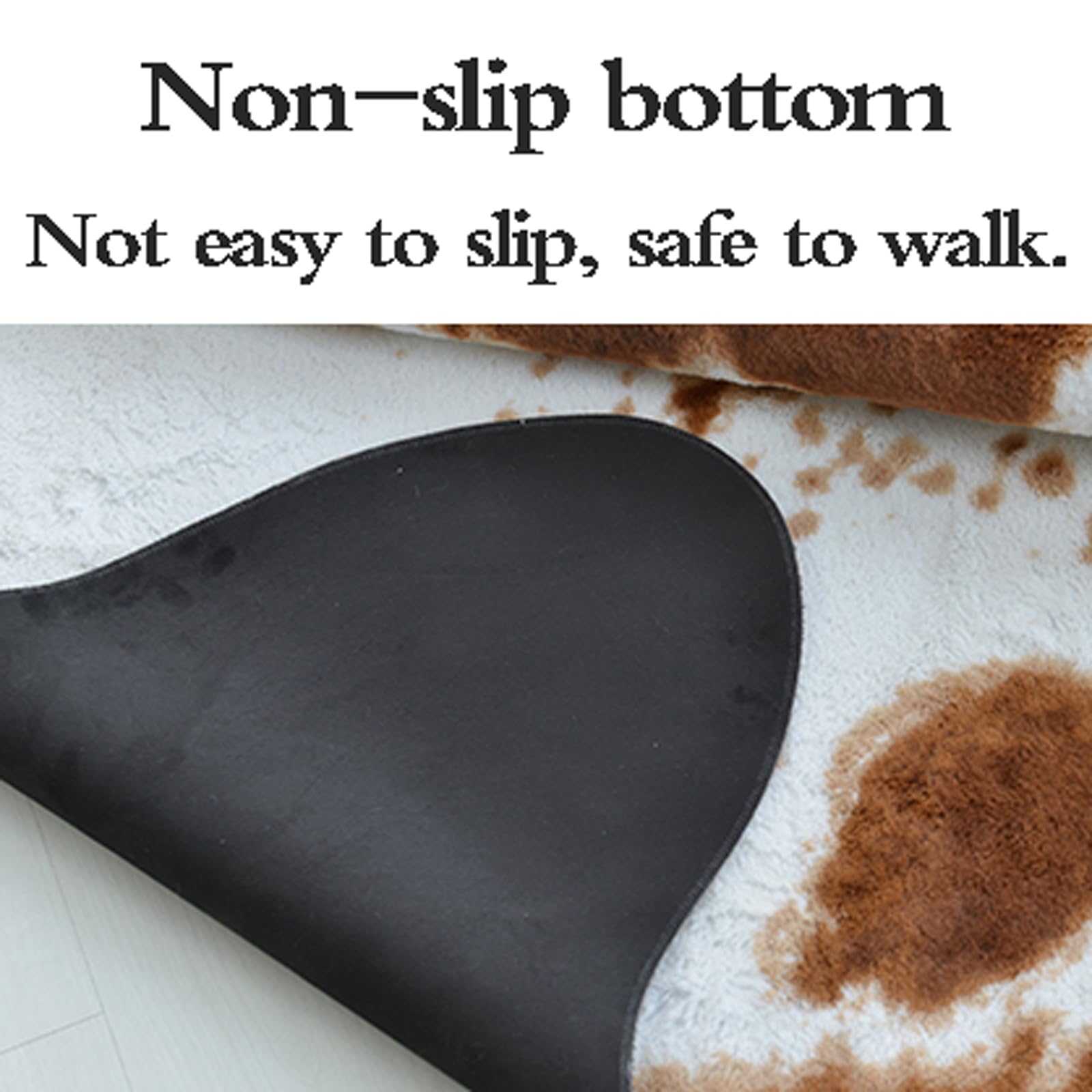 Tapis imitation peau de vache facile à nettoyer pour salon, chambre, bureau et cuisine