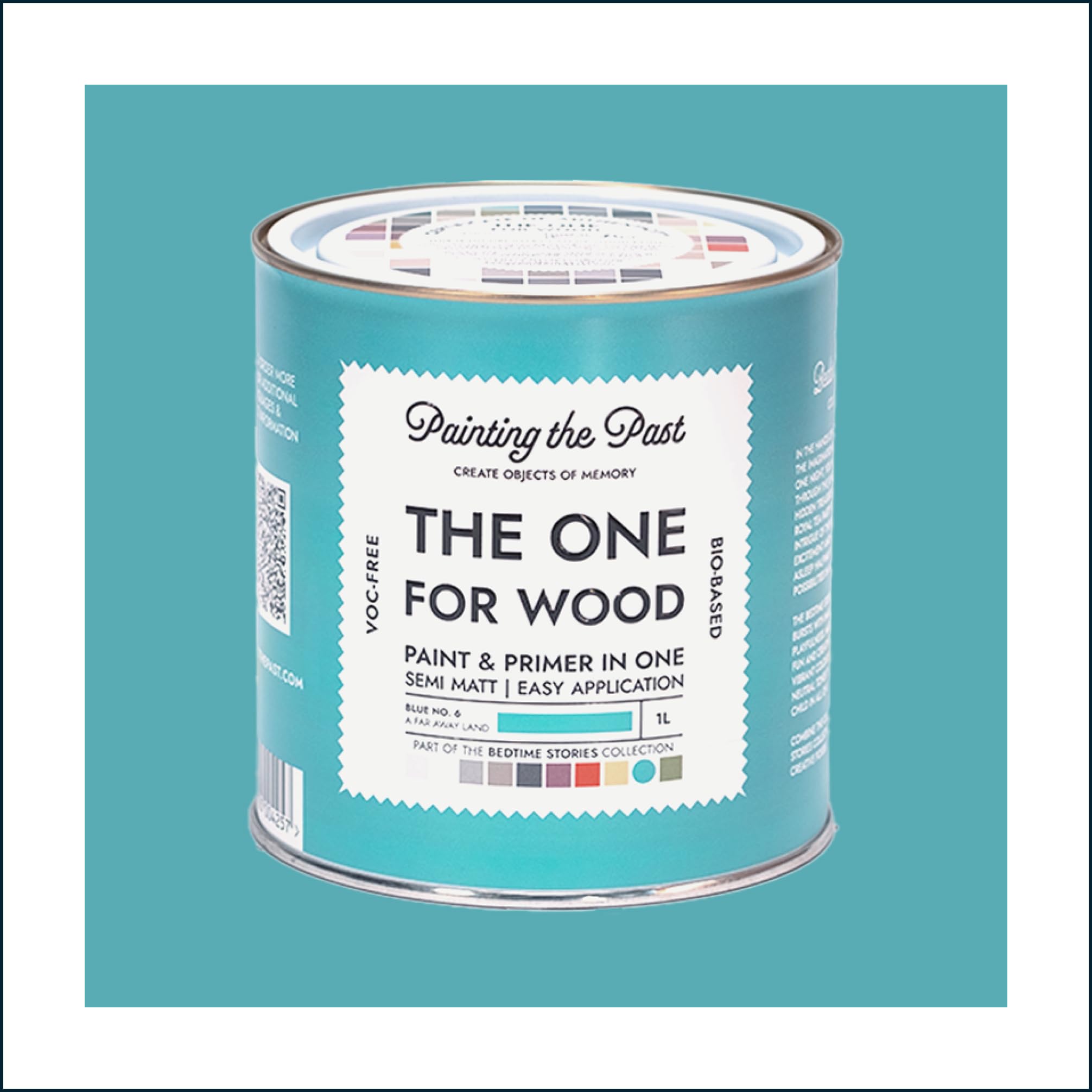 The One for Wood Paint & Primer 1L Blue No. 6 A Far Away Land | Semi Matt Finish, Bio-Based & VOC-Free Formula for Wooden Furniture & Surfaces | Durable & Easy Indoor Home Decorating
