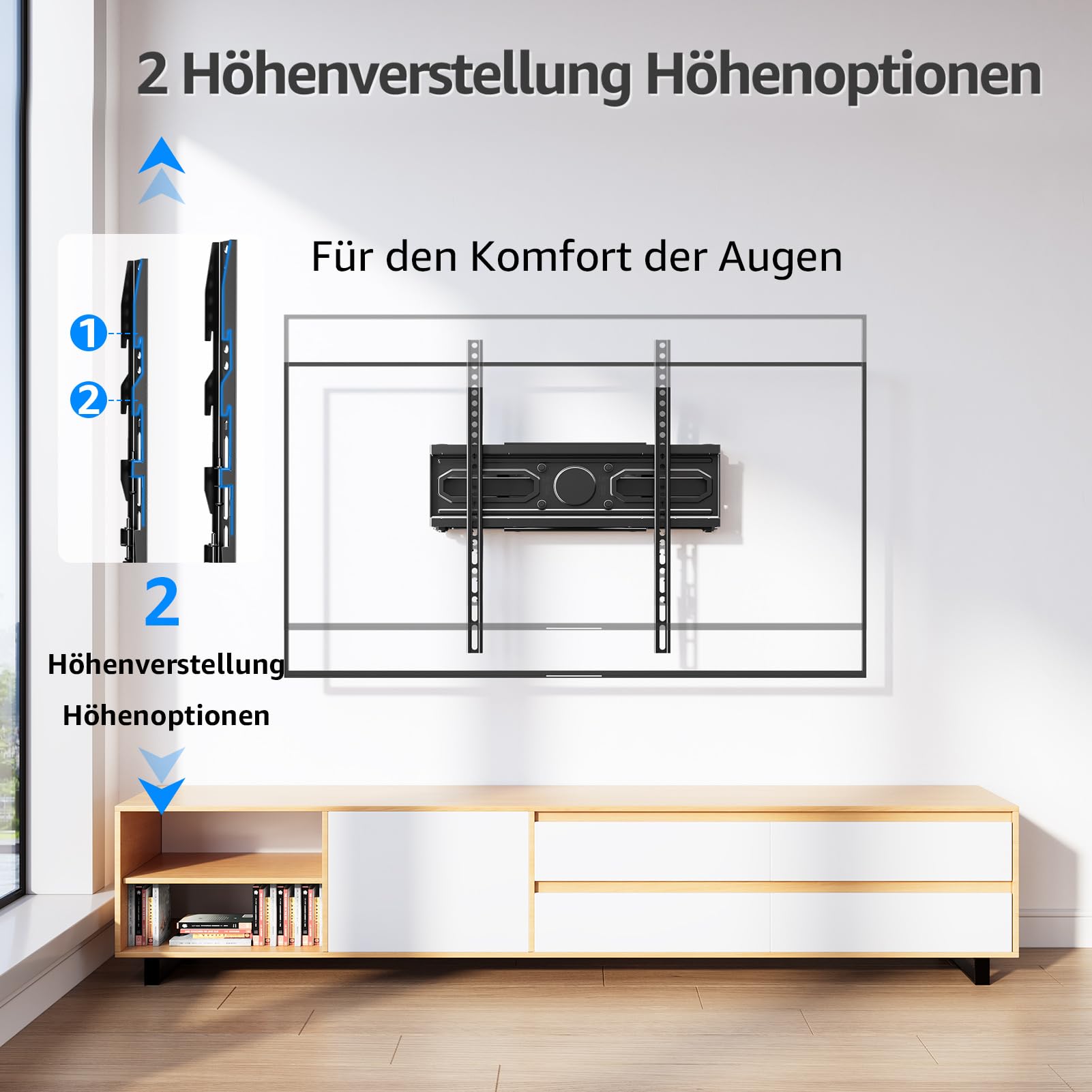 MOUNTUP TV Wandhalterung Schwenkbare Neigbare TV Halterun für 26-70 Zoll Flach & Curved LCD LED Fernseher bis zu 45kg, Max VESA 400x400mm