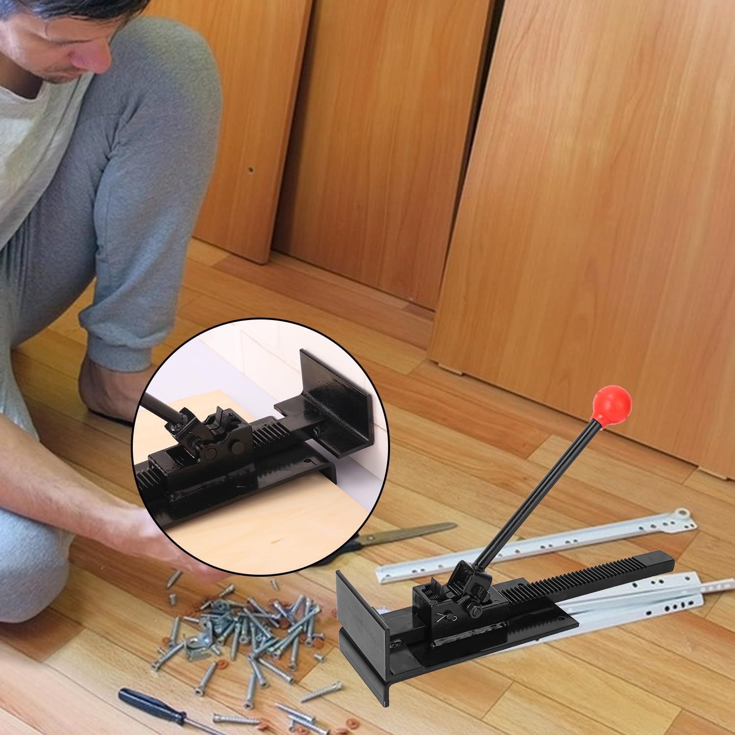 Flooring Jack Positioning Tools, Hardwood Floor Jack, Flooring Jack Positioning & Installation Tools for Laminate Flooring, Black, Professional