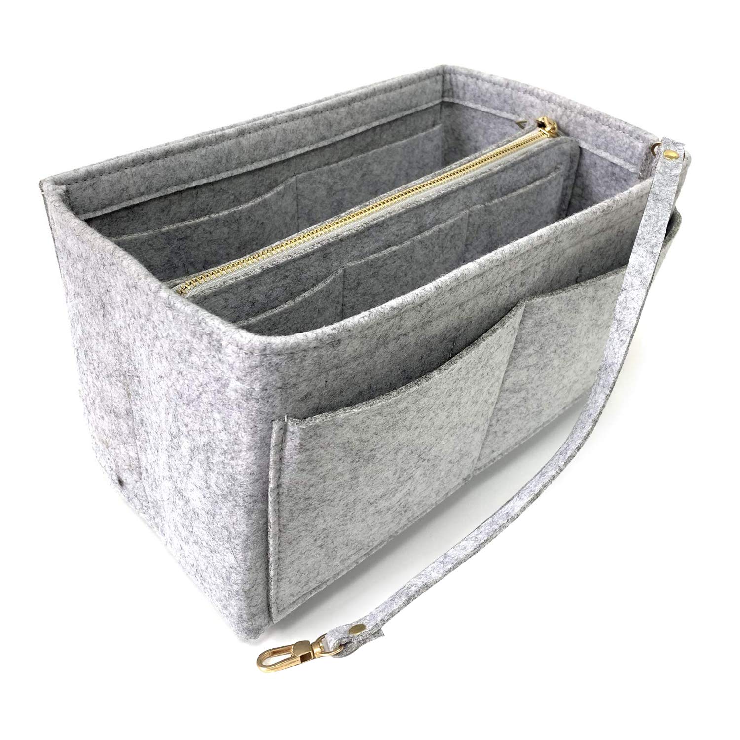 Purse Bag Organizer Insert Handbags for Women Closet with Zipper (X-Large, Gray)