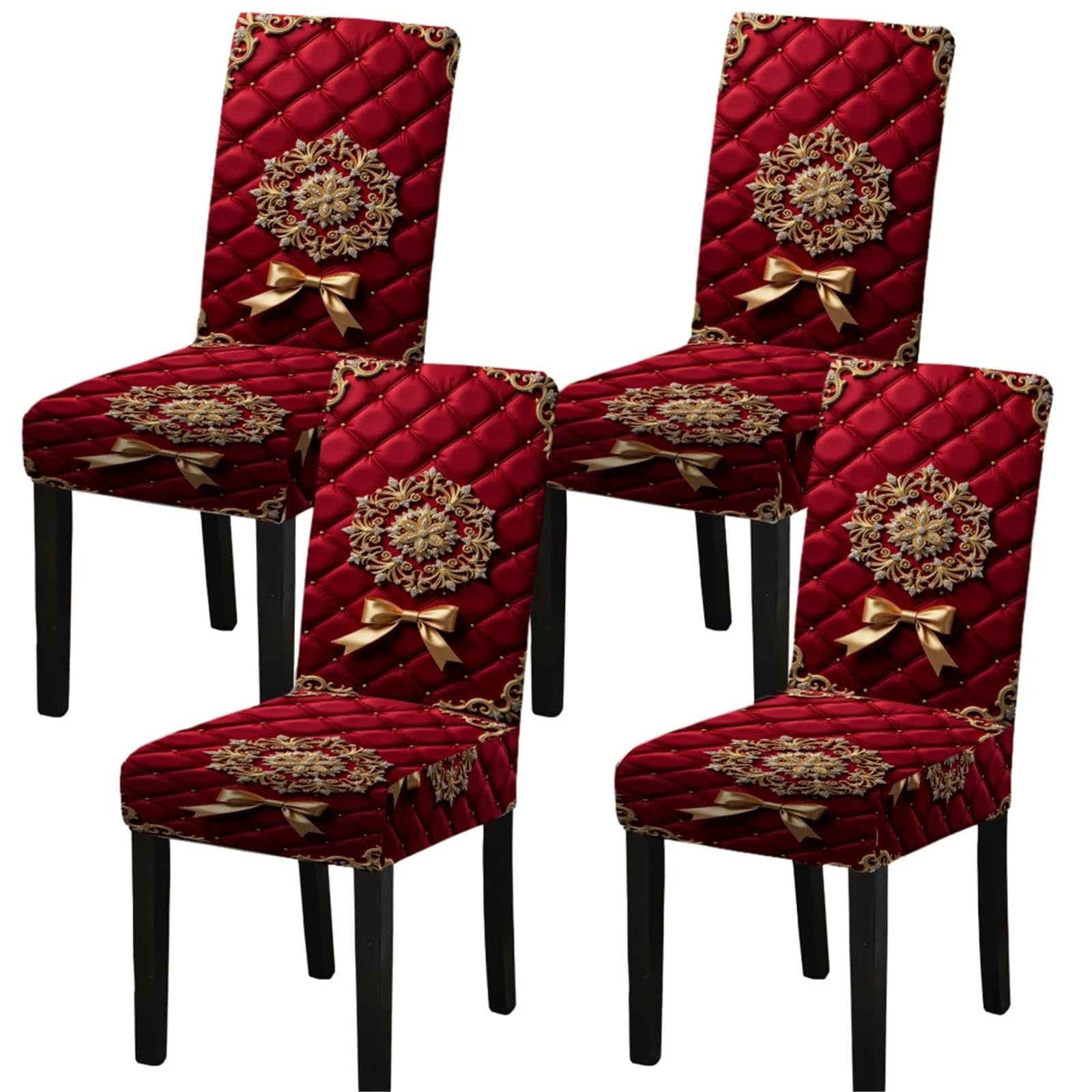 Housse de chaise rouge haut de gamme avec broderies pour banquet chic