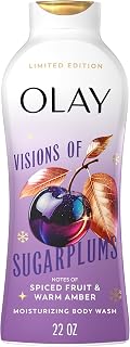 Olay Visions of Sugarplums Holiday Body Wash: Hydrating B3 Complex, Spiced Fruit & Amber Scent, 22oz for Soft Winter Skin