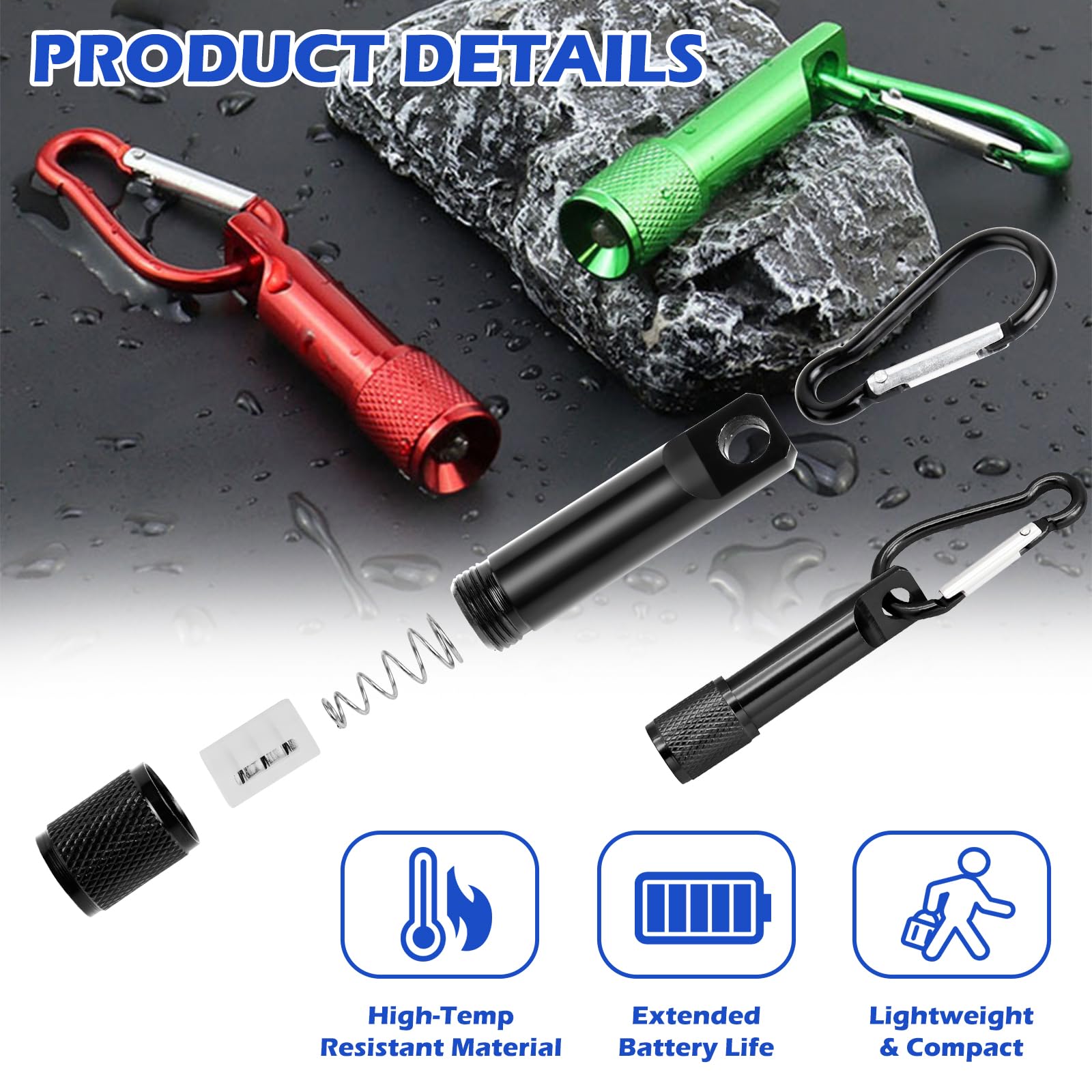 Lot de 30 mini porte-clés en vrac, lampes LED ultra lumineuses avec mousqueton en métal, lumières d'urgence compactes pour camping, randonnée, cyclisme, kits de survie
