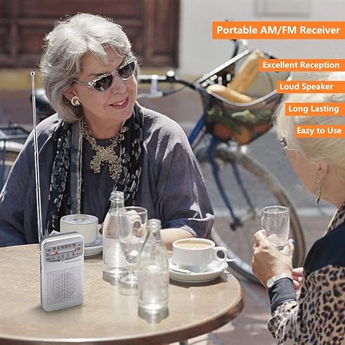 Miniatura 5 de Radio de bolsillo portátil AM FM, radios de transistor compactas, mejor recepción, altavoz, conector para auriculares, larga duración, funciona con