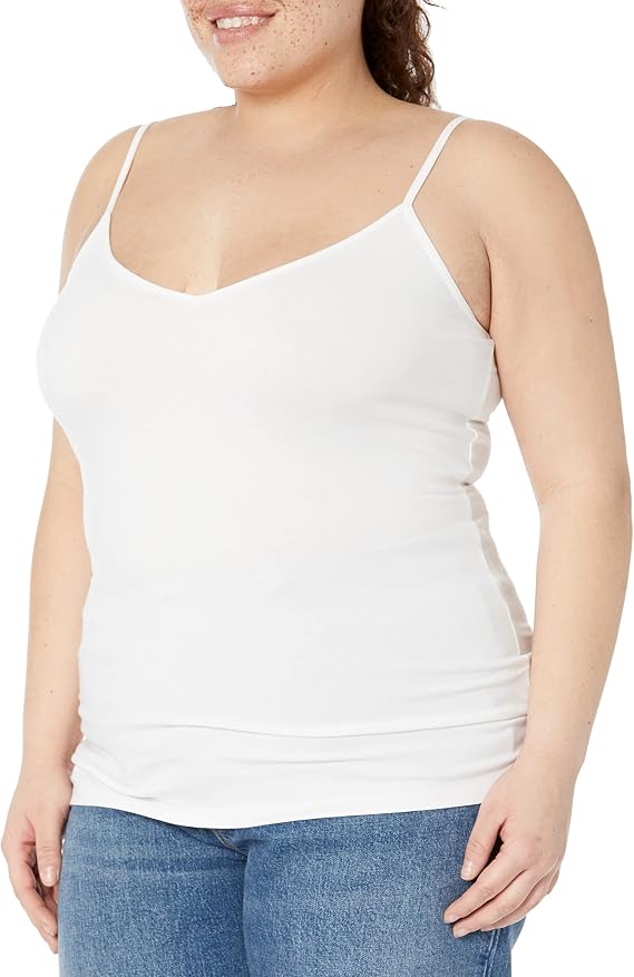 Amazon Essentials Women's Knitted V-Neck Layering Cami (Available in Plus Size), Pack of 4