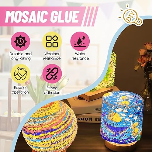 Miniatura 5 de JAOJAO Pegamento de mosaico, azulejos de mosaico para manualidades, lechada de mosaicos, impermeable, a prueba de humedad, para baño, cocina, todas