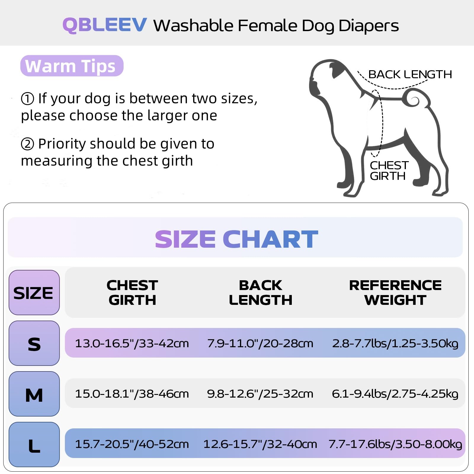 QBLEEV Dog Diapers Female Washable Sanitary Pantie with Adjustable Suspender, Reusable Male Dog Period Diapers for Heat, Doggie Diapers Cute Pet Panties Puppy Dog Underwear for Teddy French Bulldog S