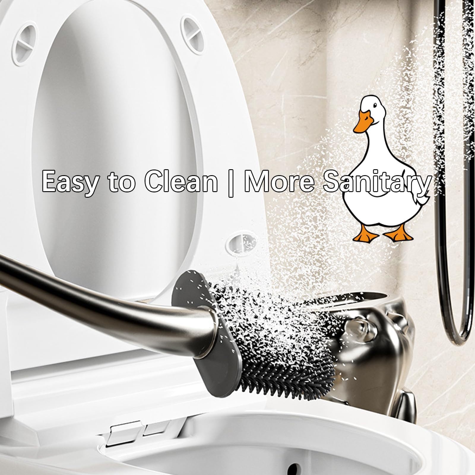 Bixury Cepillo de inodoro TPR sin cerdas en forma de cisne para baño