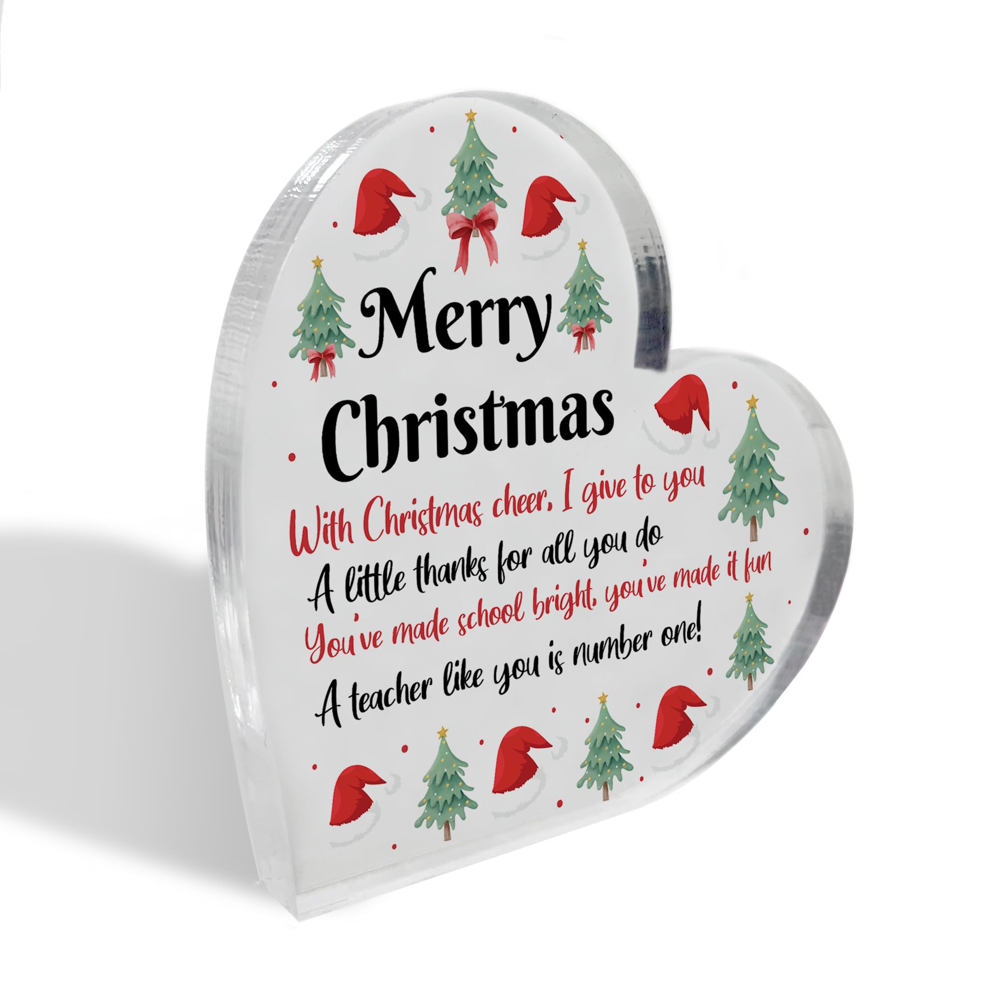 Red Ocean Gift For Teacher Teaching Assistant For Christmas Freestanding Acrylic Heart Plaque Teacher Gift Christmas Thank You Gift From Kids Student Poem Gift Keepsake