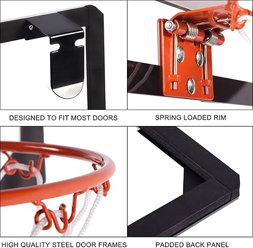 Miniatura 3 de NI-ROU Mini aro de baloncesto para interiores para niños, mini aro de baloncesto con marcador electrónico y 2 bolas, aro de baloncesto sobre