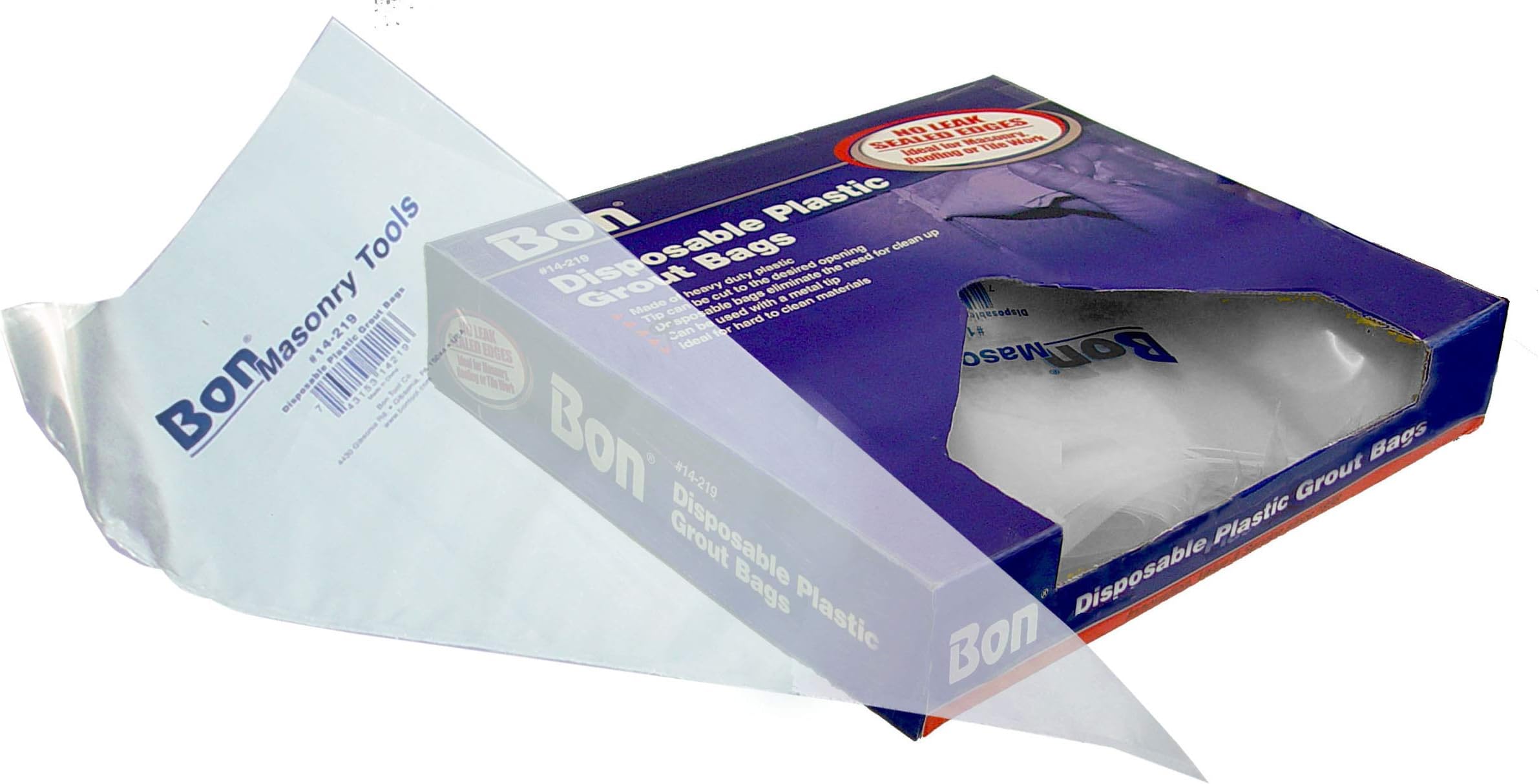 Bon Disposable Plastic Grout Bags Heavy Duty 21 in. x 11 in. Pack of 50 – Cut-to-Size Tips for Easy Mortar Application and Mess-Free Clean Up