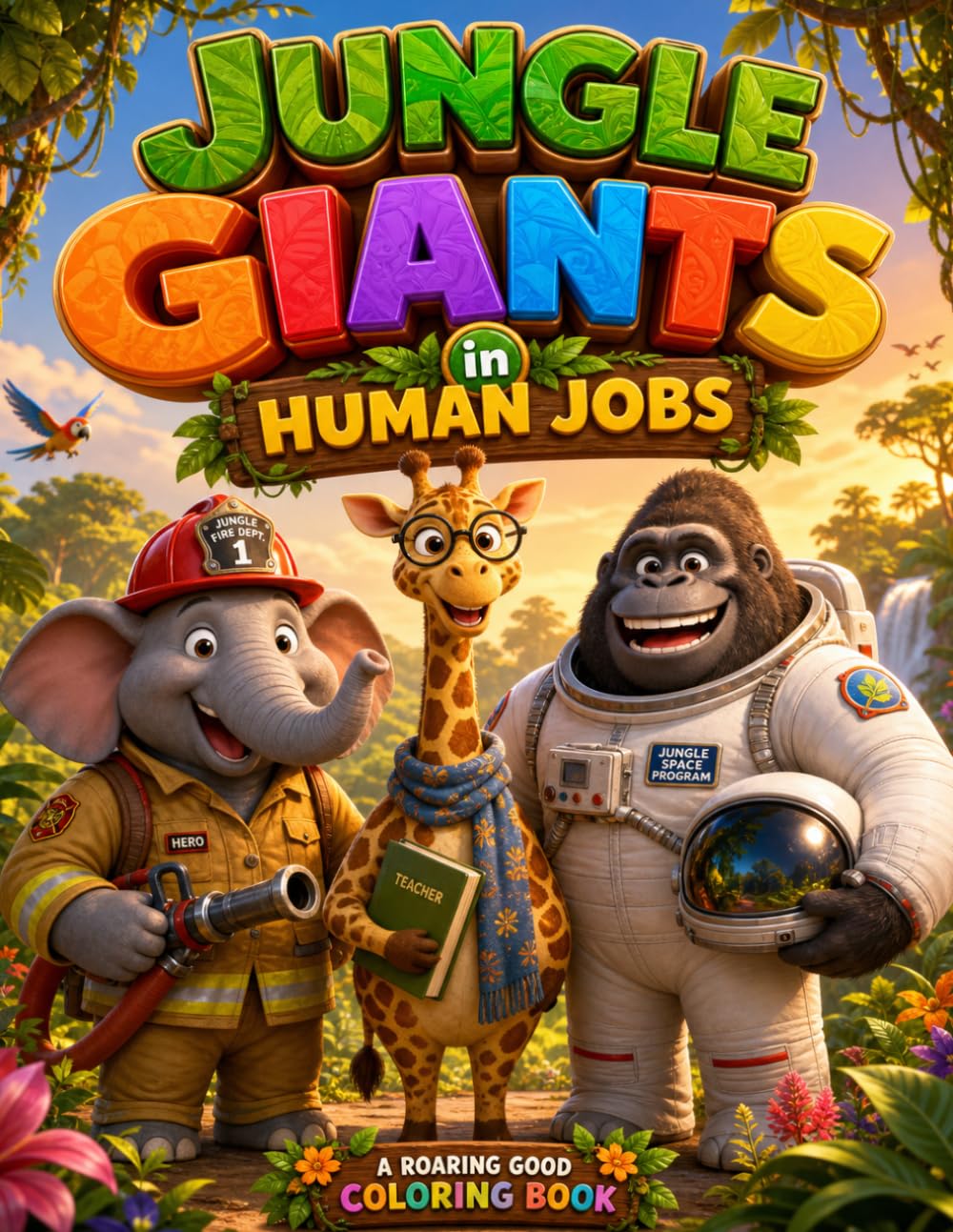 Jungle Giants in Human Jobs, Coloring Book for Kids: A Roaring Good Coloring Book for Kids Ages 2–8 | 30 Fun Animal Illustrations with Educational Facts (Animal Jobs Coloring Series)