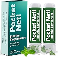 Vista 1 de Basic Vigor Pocket Neti Breathe Easy Himalayan Salt Aromatherapy Sinus Inhaler 2 Pack with Essential Oils. Natural Nasal Stick/Nasal Inhaler with