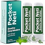 Basic Vigor Pocket Neti Breathe Easy Himalayan Salt Aromatherapy Sinus Inhaler 2 Pack with Essential Oils. Natural Nasal Stick/Nasal Inhaler with Eucalyptus. Made in The USA.