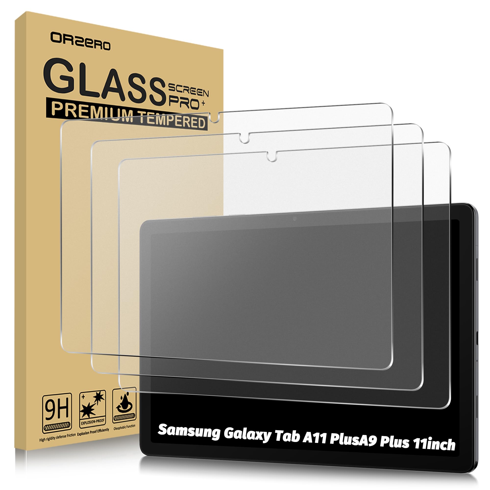 Orzero (3 Pack) Anti-Glare Matte Screen Protector Compatible for Samsung Galaxy Tab A11 Plus/A9 Plus/A11+/A9+ 11 Inch, Anti-Fingerprint Tempered Glass (Not Privacy) 9H Anti-Scratch Bubble-Free
