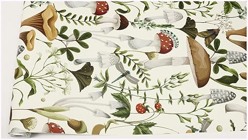 Miniatura 8 de HAOKHOME 93279-2 - Papel tapiz bohemio para despegar y pegar, diseño de bosque de hongos, papel de contacto extraíble para cocina, baño, color