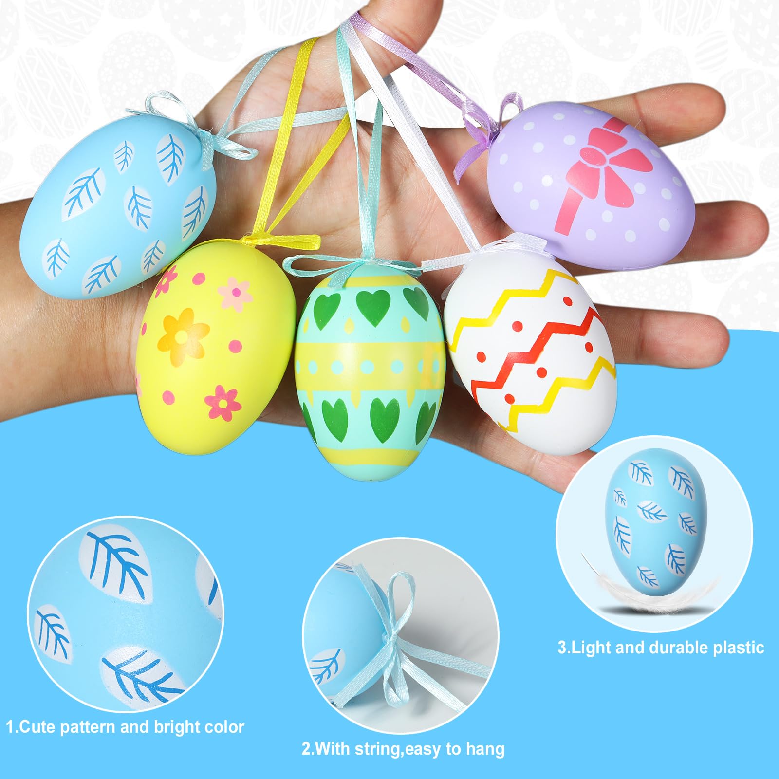 Komicea Set Per Dipingere Uova Di Pasqua 50 Pezzi In Legno - Kit Creativo Fai Da Te Con Pennelli, Colori E Corda, Decorazioni Pasquali Da Appendere Per Bambini E Adulti