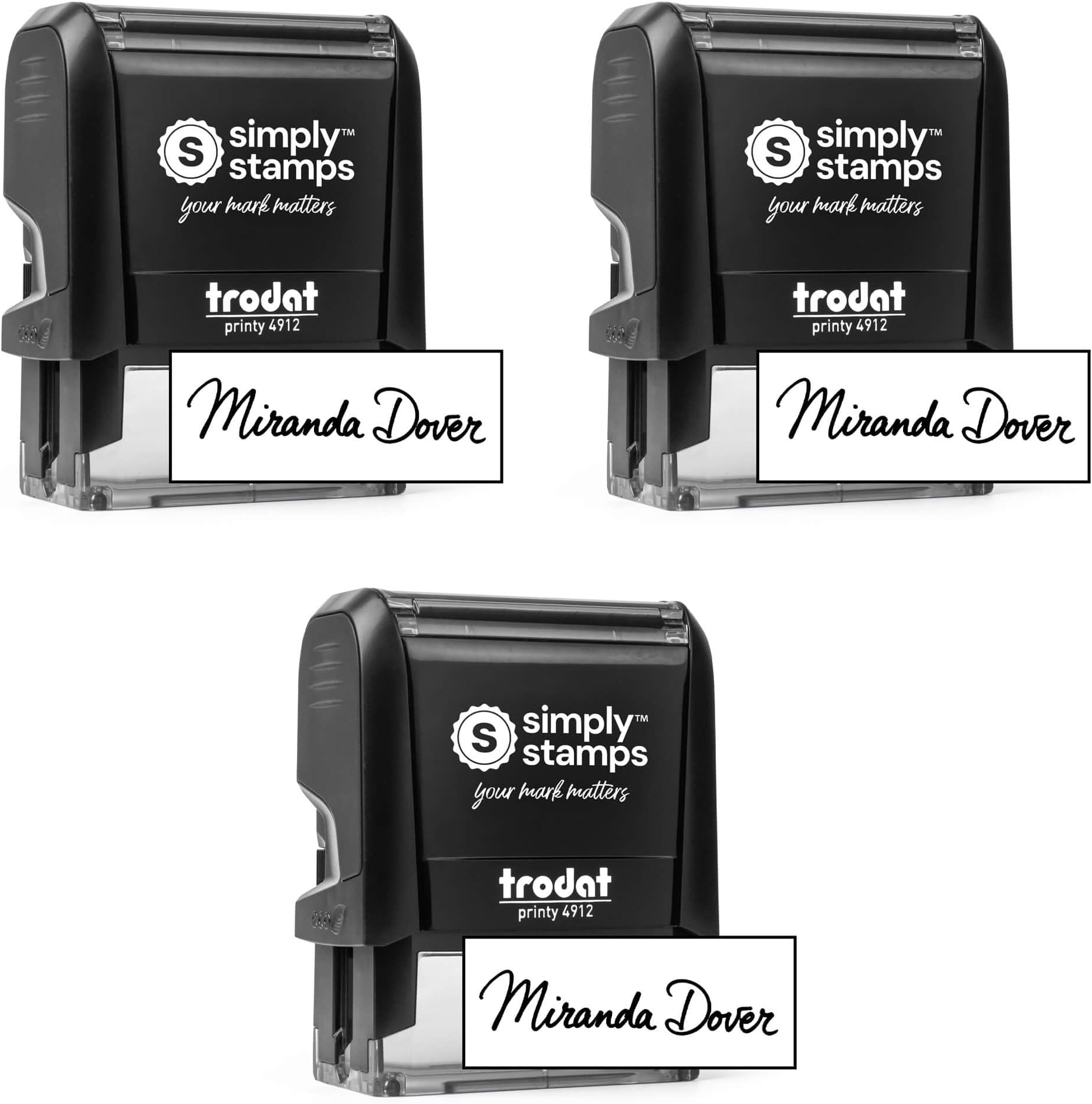 Custom Signature Stamp - Personalized Insignia - Self-Inking - Your Choice of 7 Ink Colors! (3, Medium)