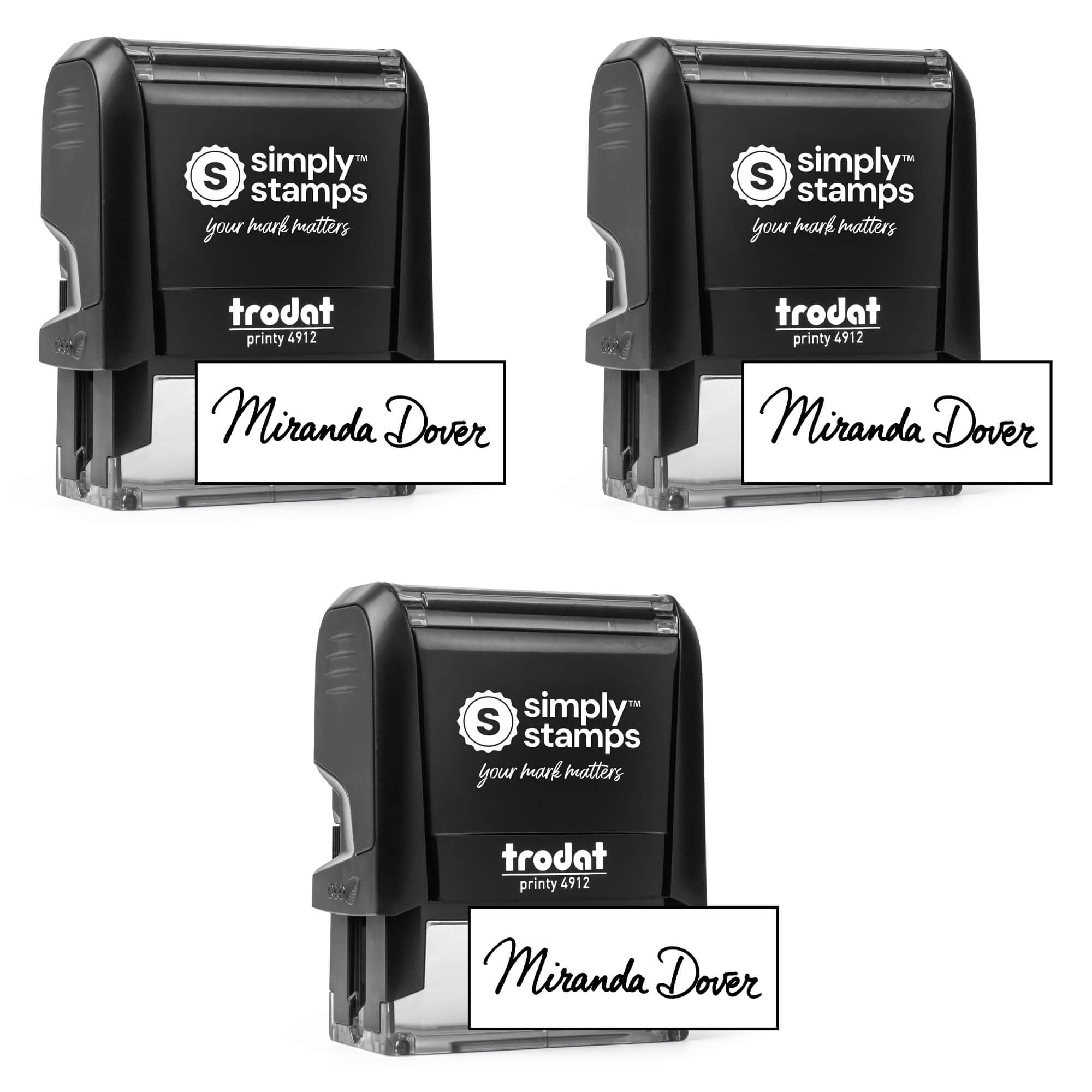 Custom Signature Stamp - Personalized Insignia - Self-Inking - Your Choice of 7 Ink Colors! (3, Medium)